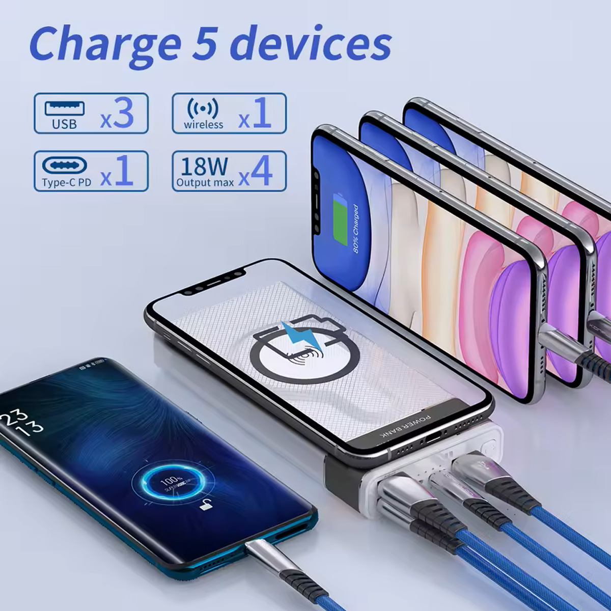 پاوربانک کانفلون Konfulon Wireless Power Bank 20000mAh