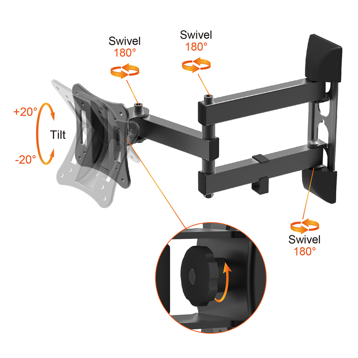 براکت دیواری تلویزیون – TV Wall Mount (Full Motion & Swivel)