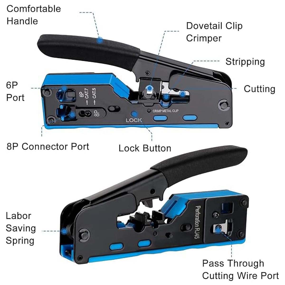 کریم پینگ تولس شبکه (RJ45) مدل Network Cable Crimping Tool